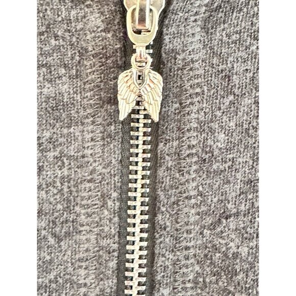 Victoria's Secret Women’s Sz M ANGEL Wing Charm Frayed HemJacket Full Zip Hoodie - Picture 4 of 9